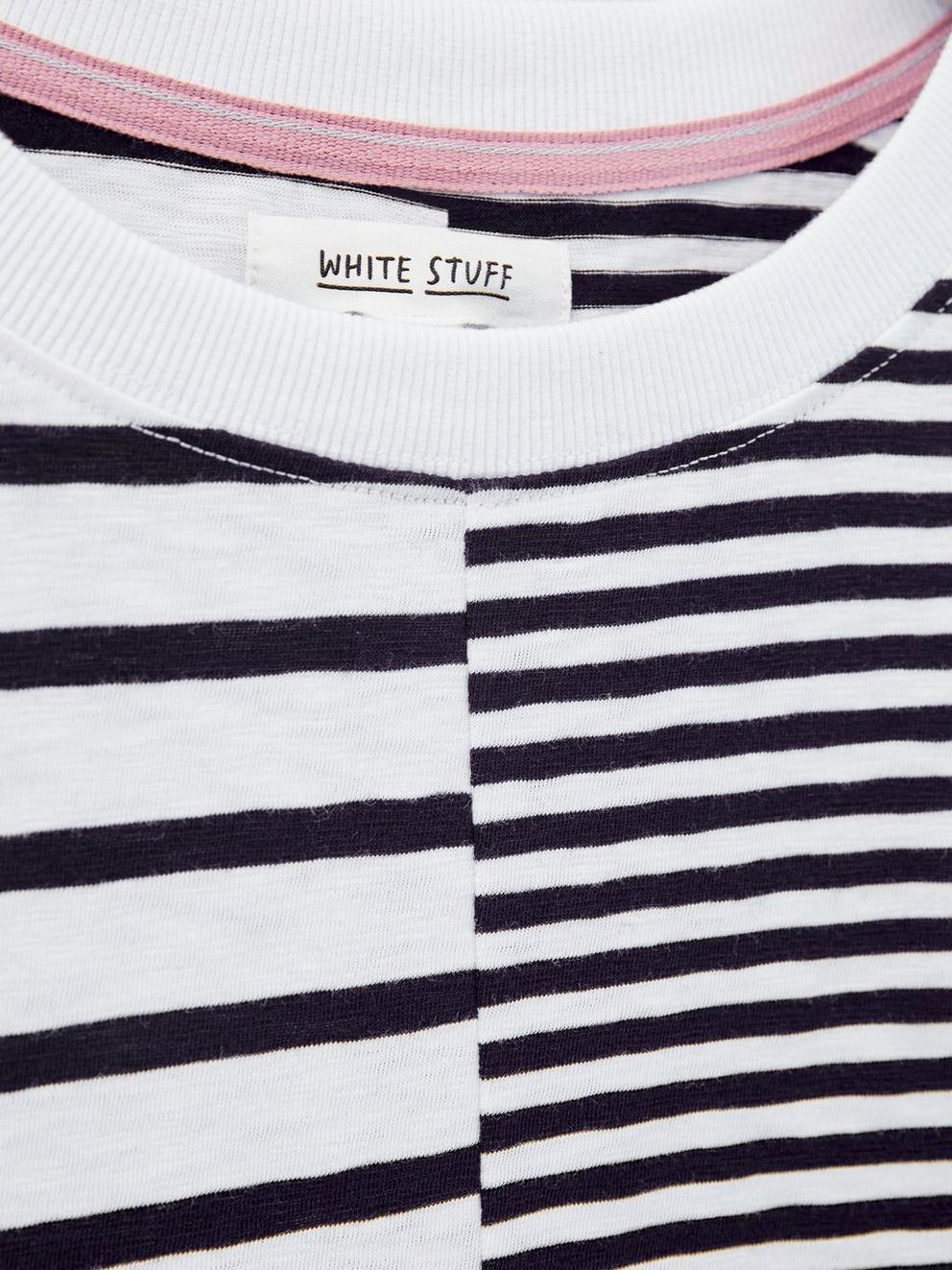 Cassie Stripy Tee in NAVY MULTI - FLAT DETAIL