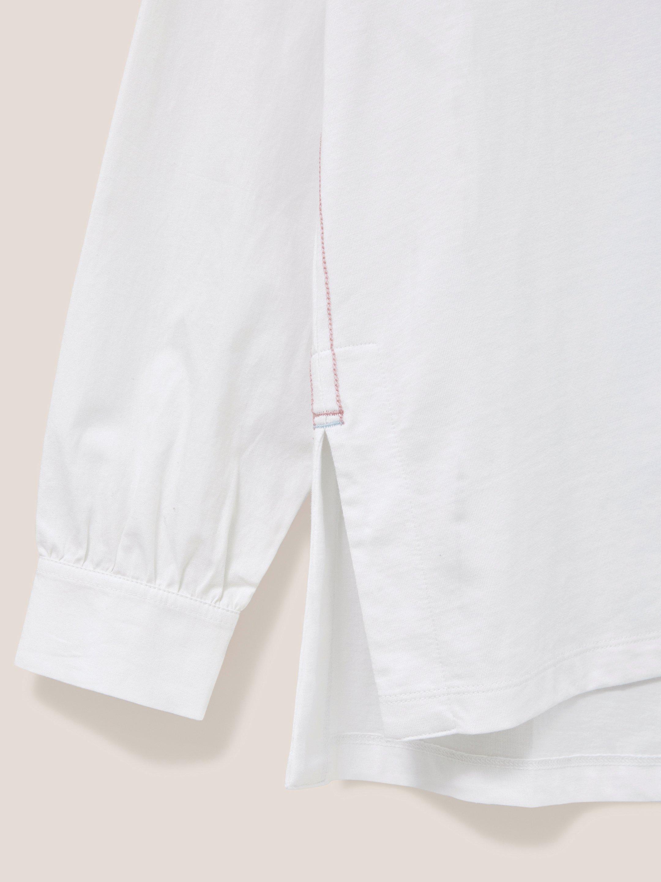Fran Long Sleeve Shirt in BRIL WHITE - FLAT DETAIL