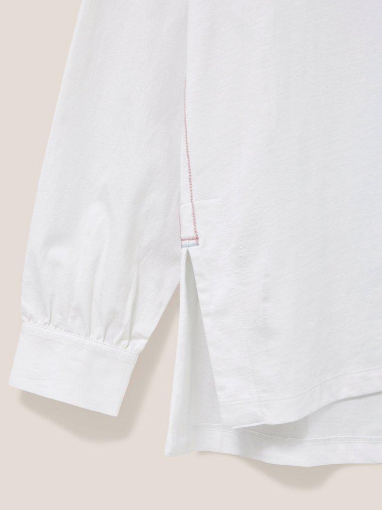 Fran Long Sleeve Shirt in BRIL WHITE - FLAT DETAIL