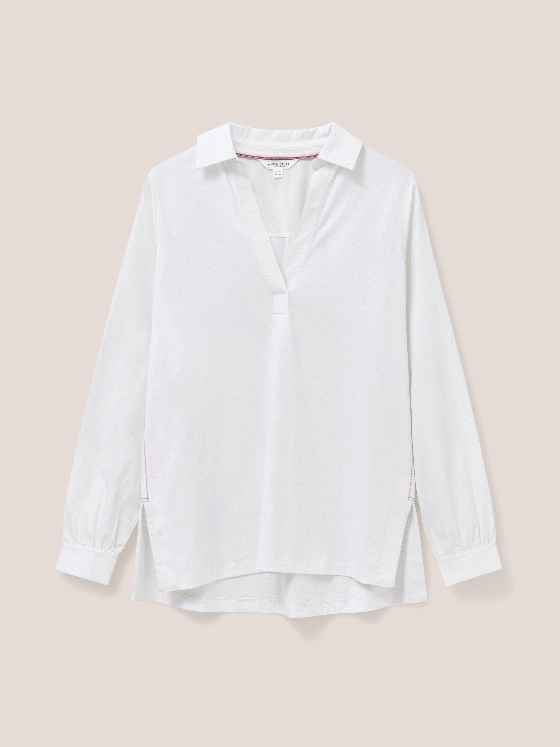 Fran Long Sleeve Shirt in BRIL WHITE - FLAT FRONT