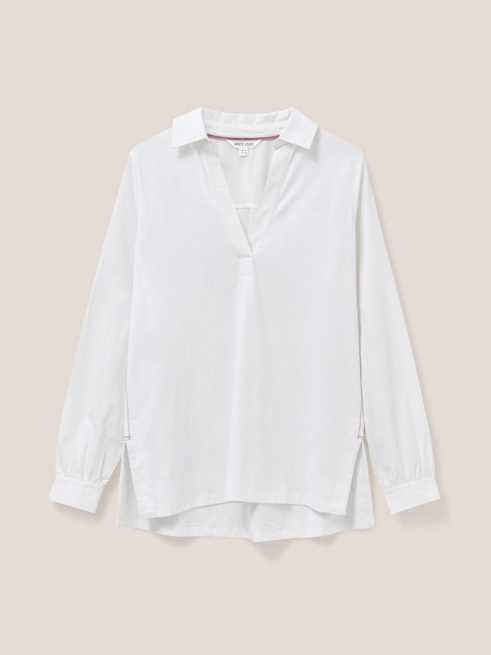 Fran Long Sleeve Shirt in BRIL WHITE - FLAT FRONT