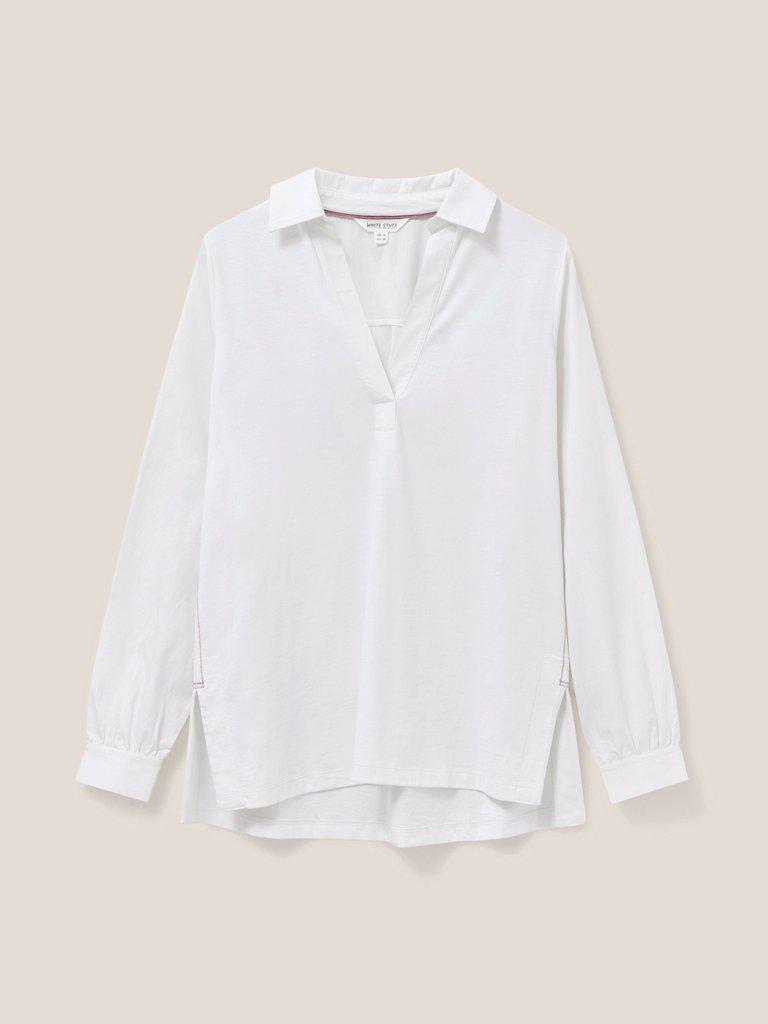 Fran Long Sleeve Shirt in BRIL WHITE - FLAT FRONT