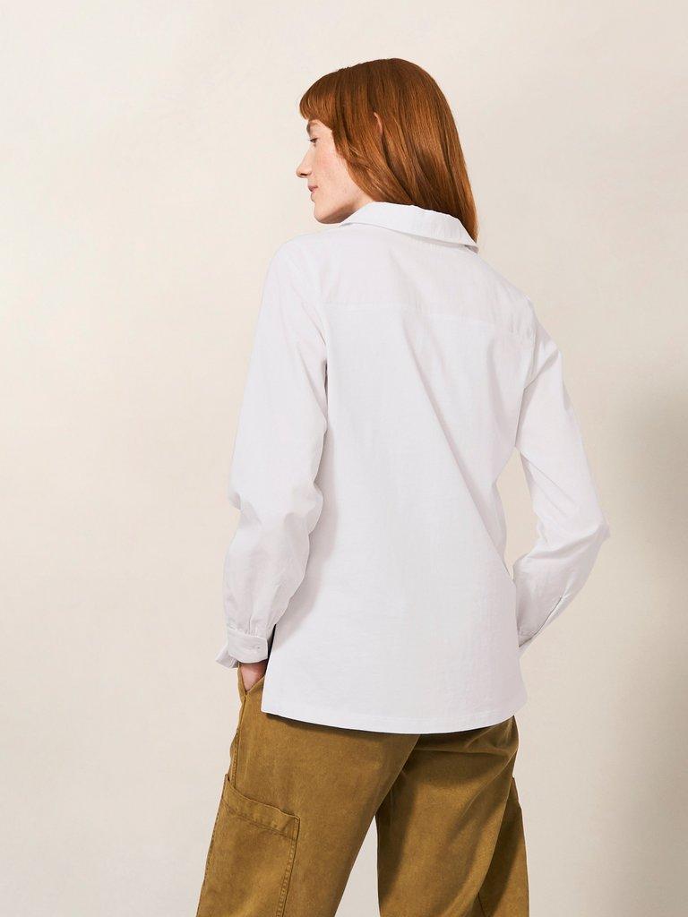 Fran Long Sleeve Shirt in BRIL WHITE - MODEL BACK