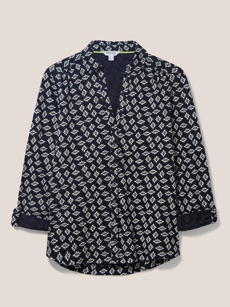 Annie Cotton Jersey Shirt in BLK PR - FLAT FRONT