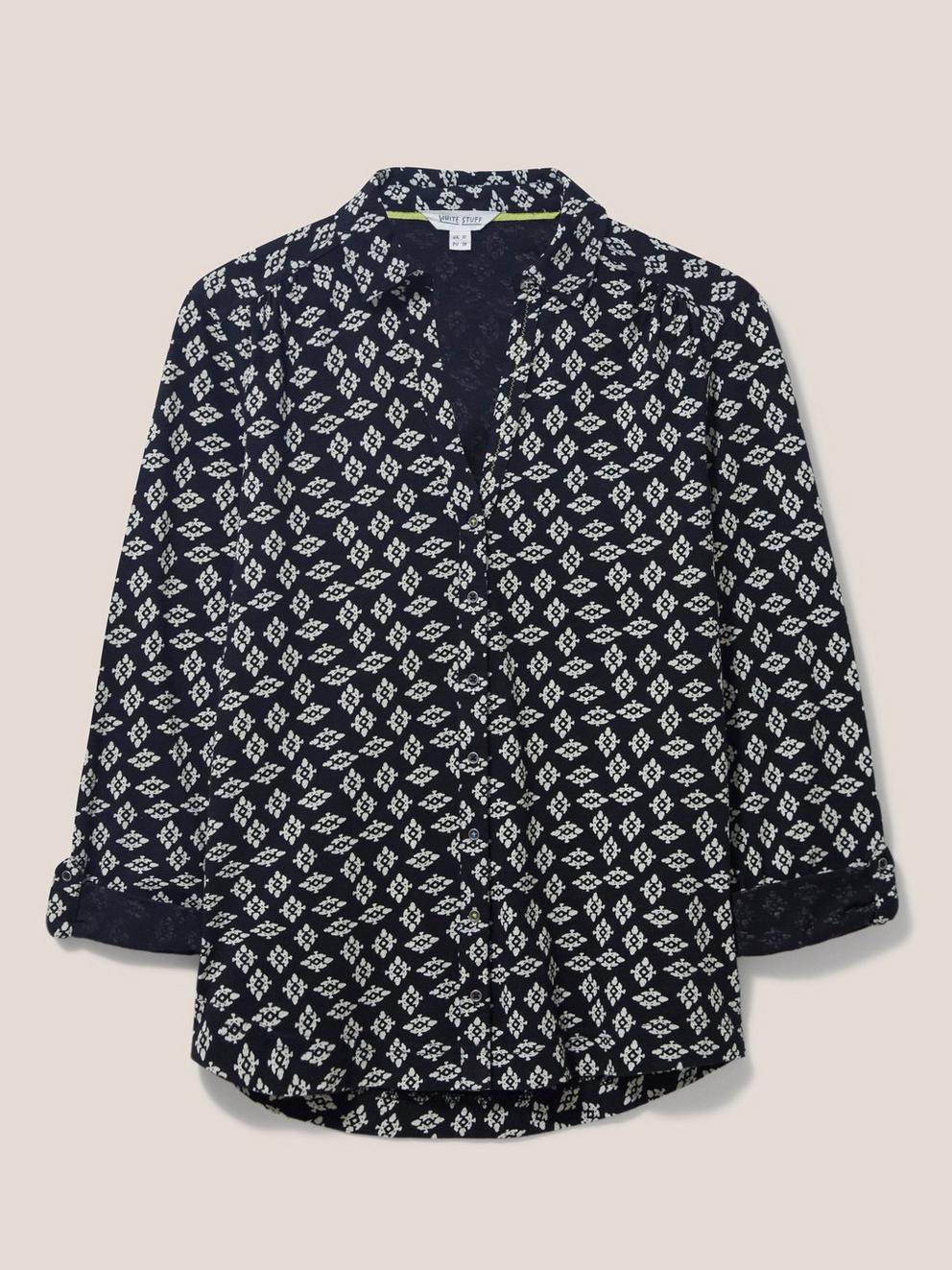 Annie Cotton Jersey Shirt in BLK PR - FLAT FRONT