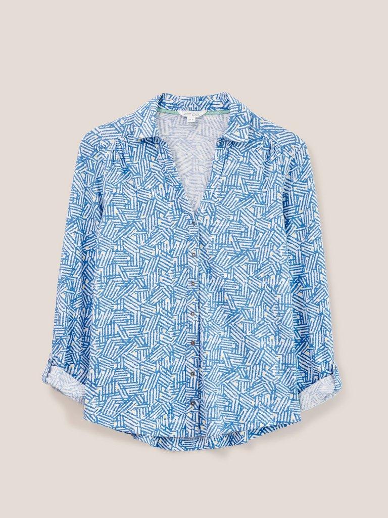 Annie Cotton Jersey Shirt in BLUE PR - FLAT FRONT