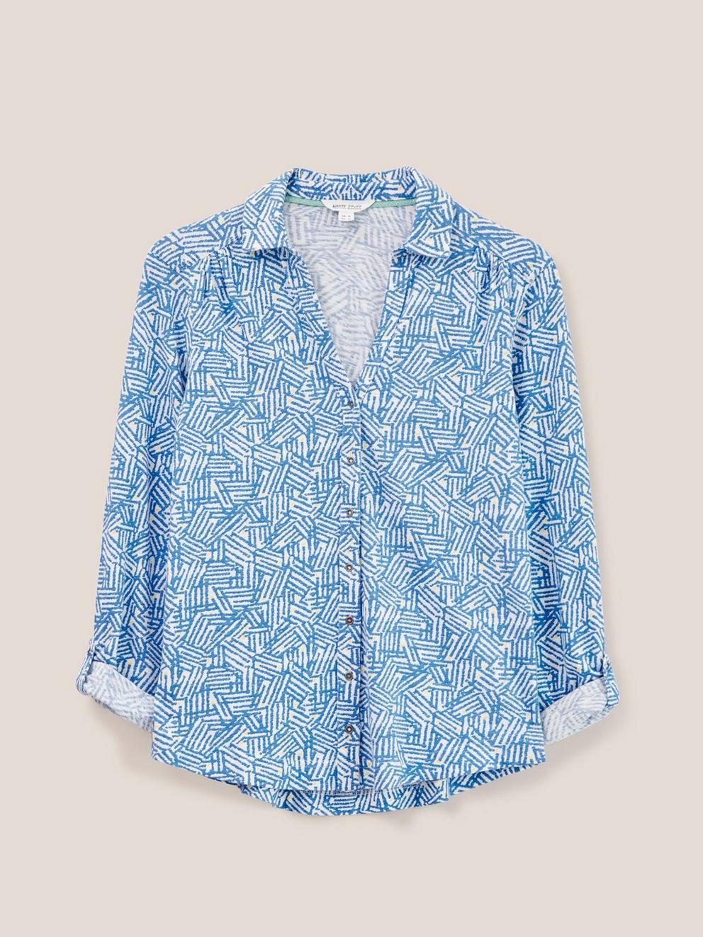 Annie Cotton Jersey Shirt in BLUE PR - FLAT FRONT