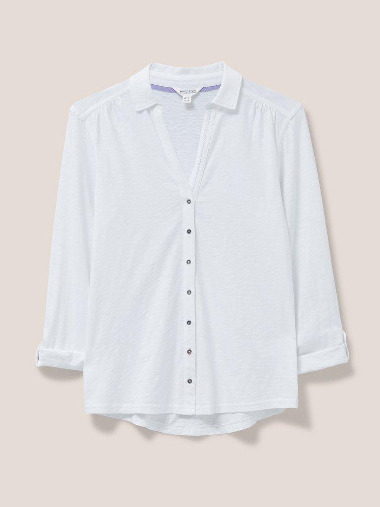 Annie Cotton Jersey Shirt in BRIL WHITE - FLAT FRONT