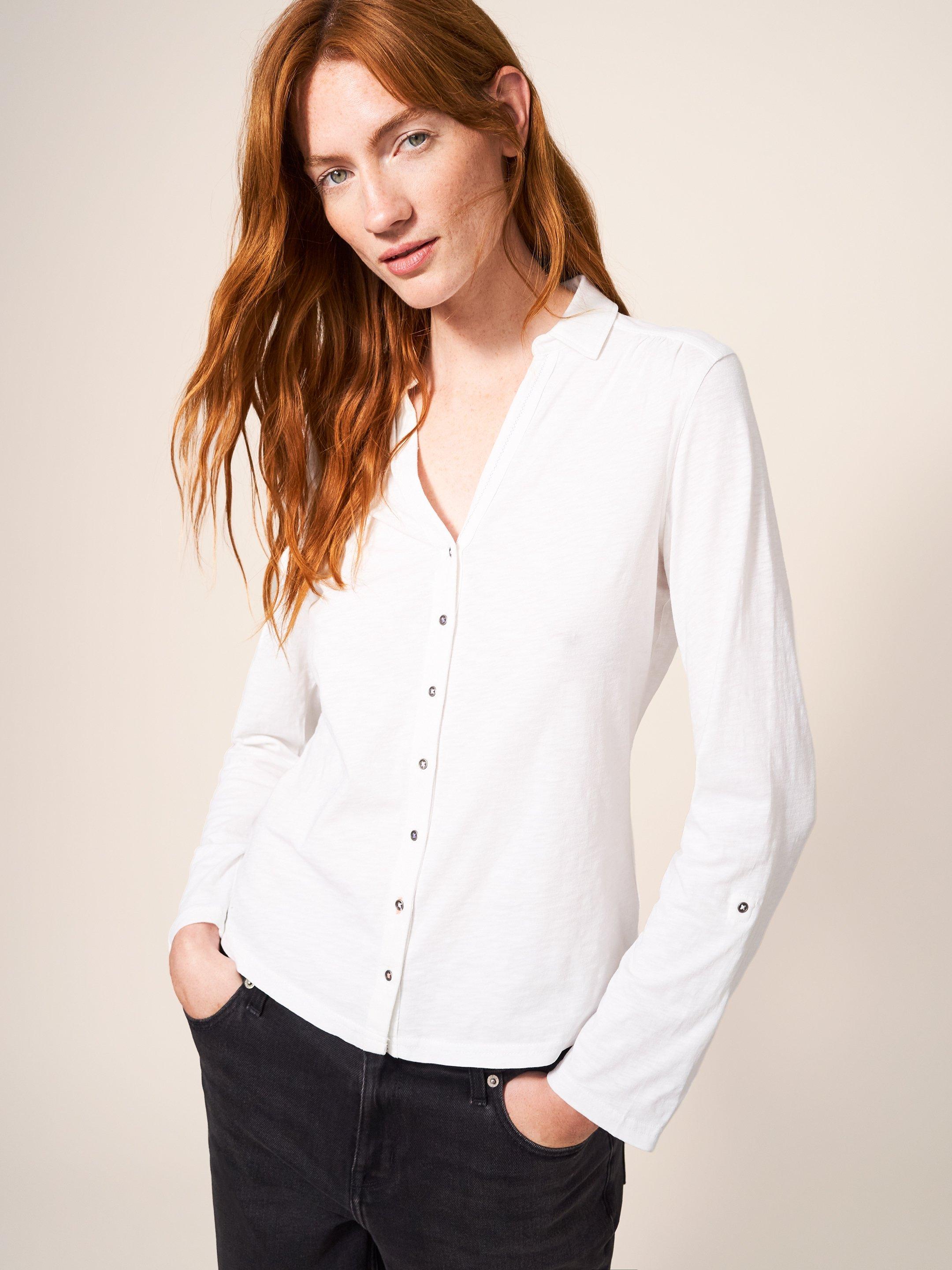Annie Cotton Jersey Shirt in BRIL WHITE - LIFESTYLE