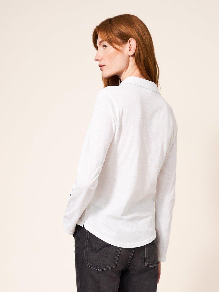 Annie Cotton Jersey Shirt in BRIL WHITE - MODEL BACK