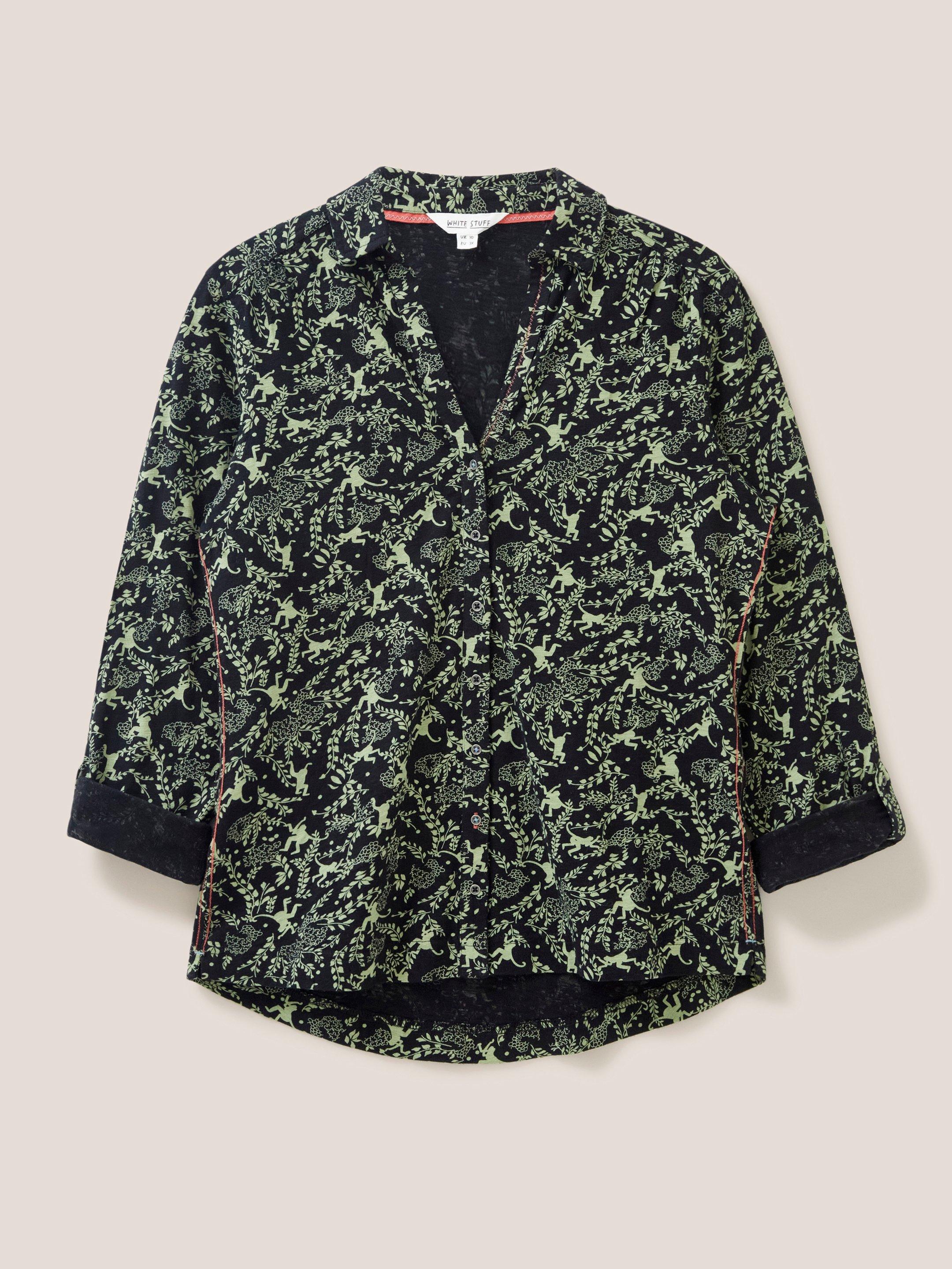 Annie Cotton Jersey Shirt in GREEN PR - FLAT FRONT