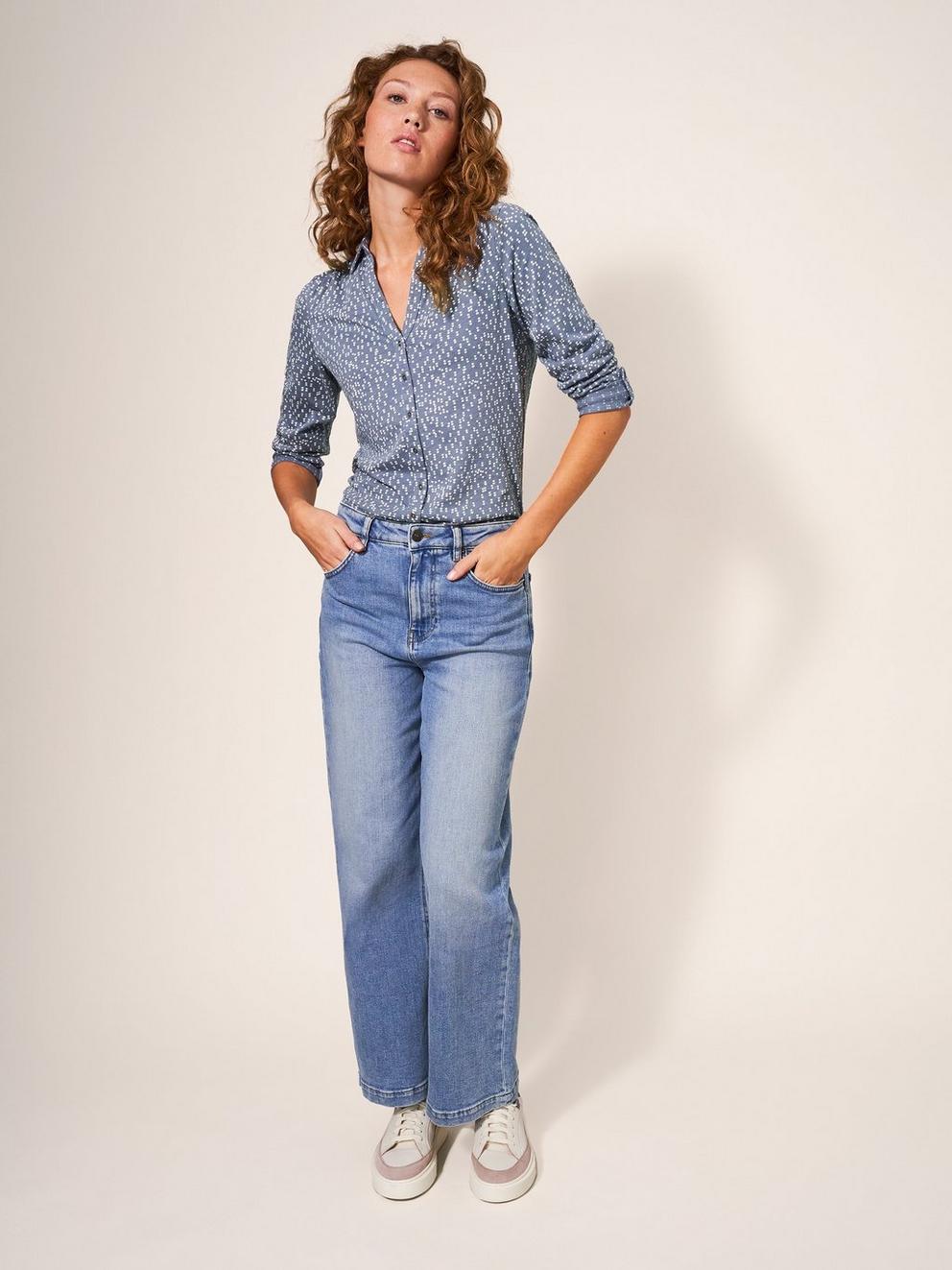 Annie Cotton Jersey Shirt in GREY PR - MODEL FRONT