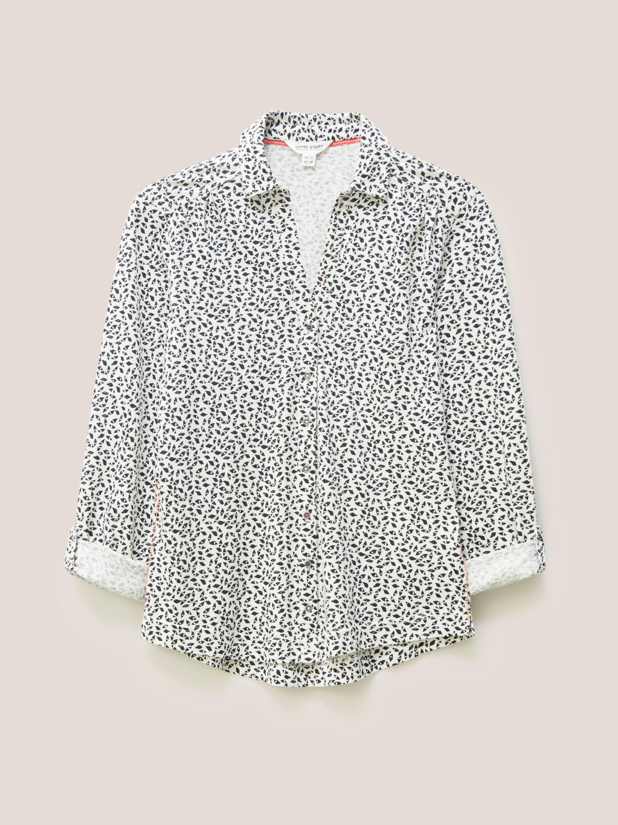 Annie Cotton Jersey Shirt in IVORY MLT - FLAT FRONT