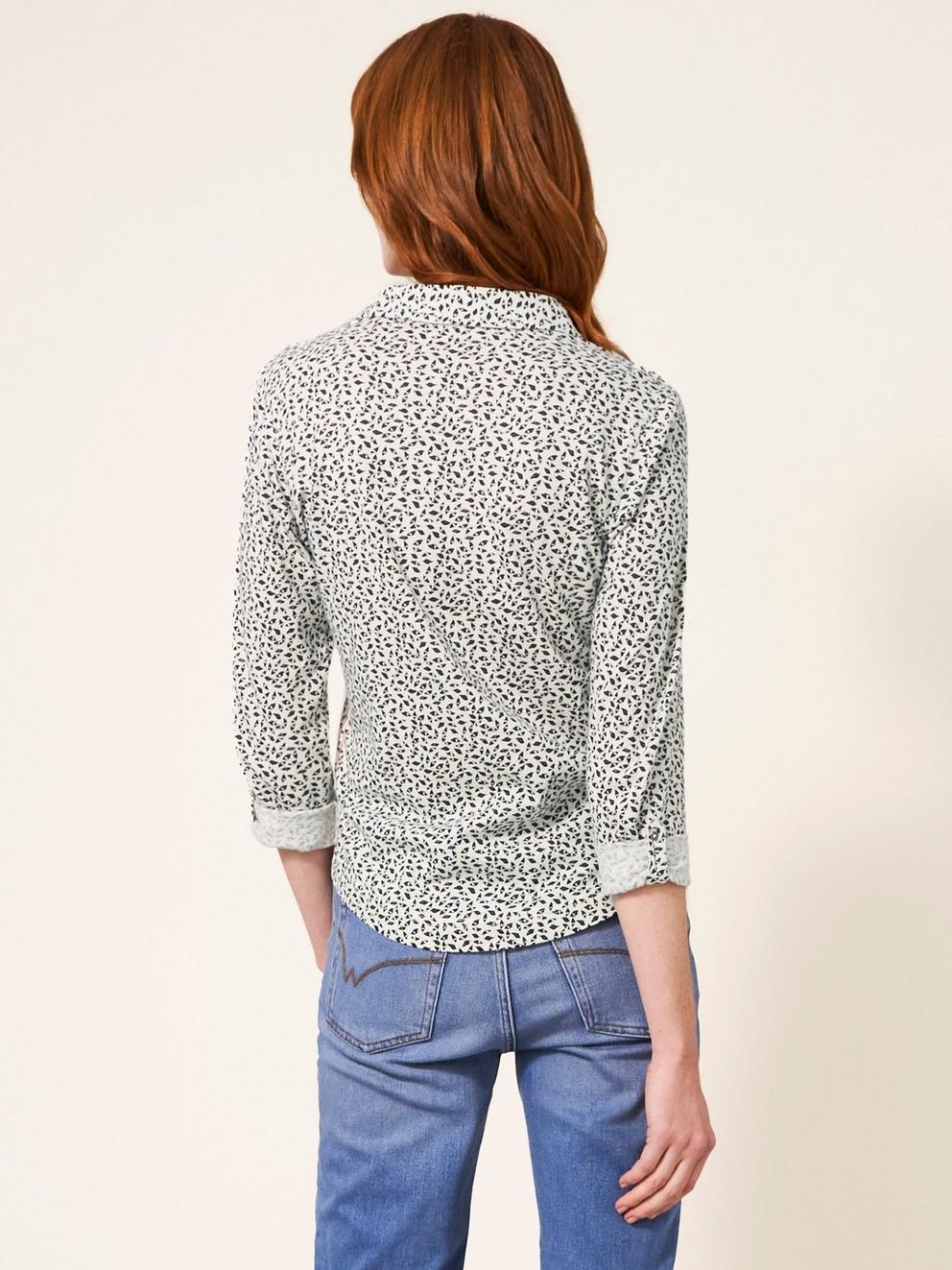 Annie Cotton Jersey Shirt in IVORY MLT - MODEL BACK