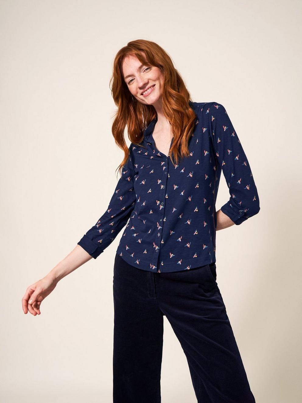 Annie Cotton Jersey Shirt in NAVY PR - LIFESTYLE