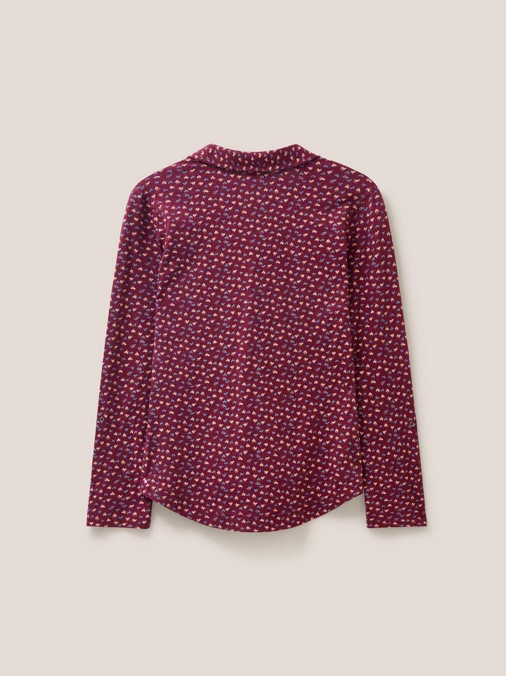 Annie Cotton Jersey Shirt in PLUM PR - FLAT BACK