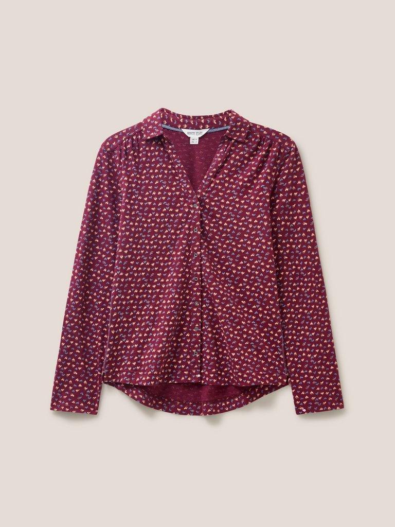 Annie Cotton Jersey Shirt in PLUM PR - FLAT FRONT