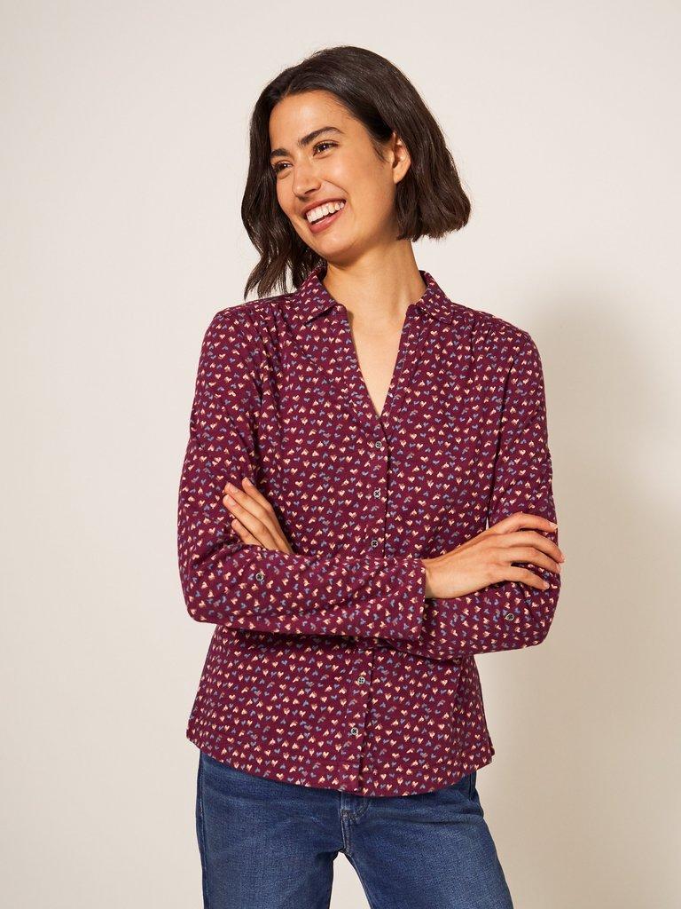 Annie Cotton Jersey Shirt in PLUM PR - LIFESTYLE