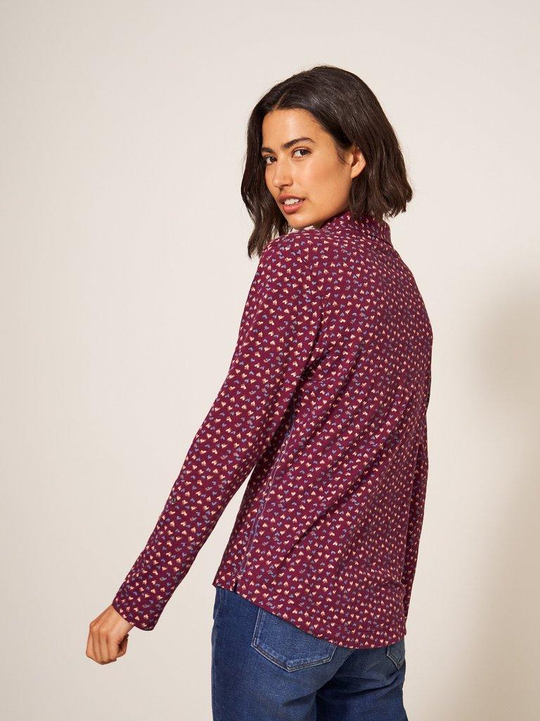 Annie Cotton Jersey Shirt in PLUM PR - MODEL BACK