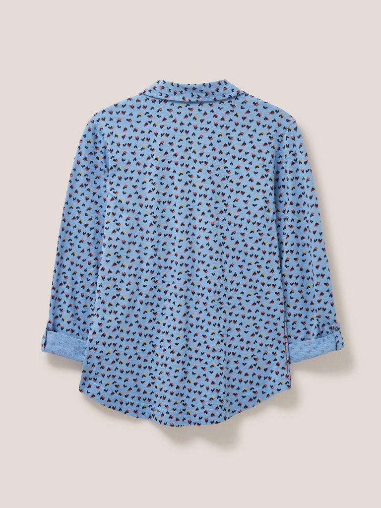 Annie Cotton Jersey Shirt in TEAL MLT - FLAT BACK