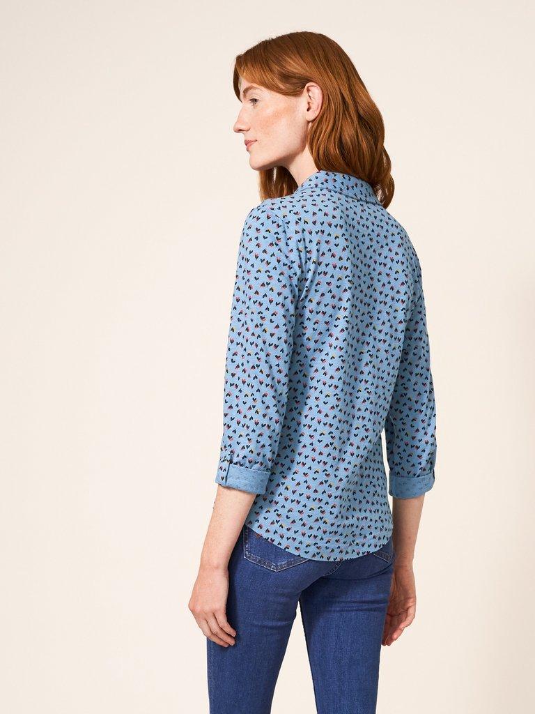 Annie Cotton Jersey Shirt in TEAL MLT - MODEL BACK