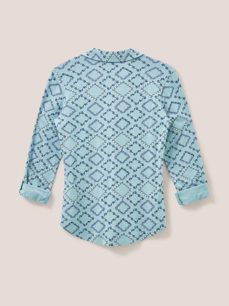 Annie Cotton Jersey Shirt in TEAL PR - FLAT BACK