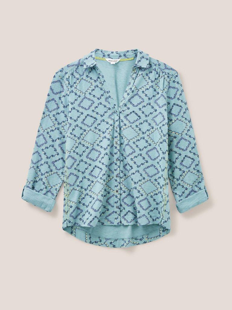 Annie Cotton Jersey Shirt in TEAL PR - FLAT FRONT