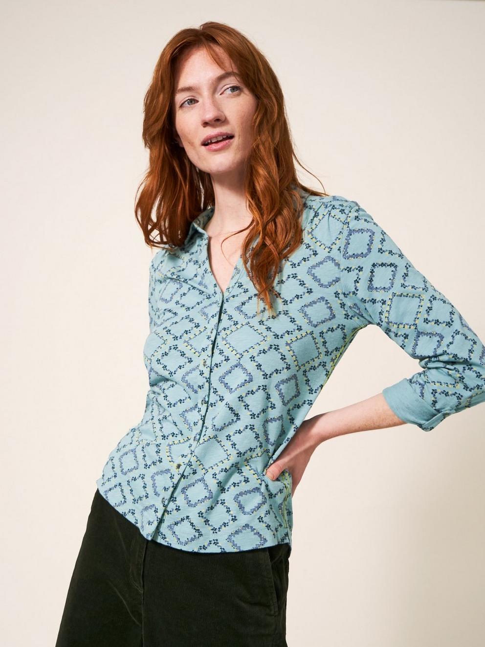 Annie Cotton Jersey Shirt in TEAL PR - LIFESTYLE