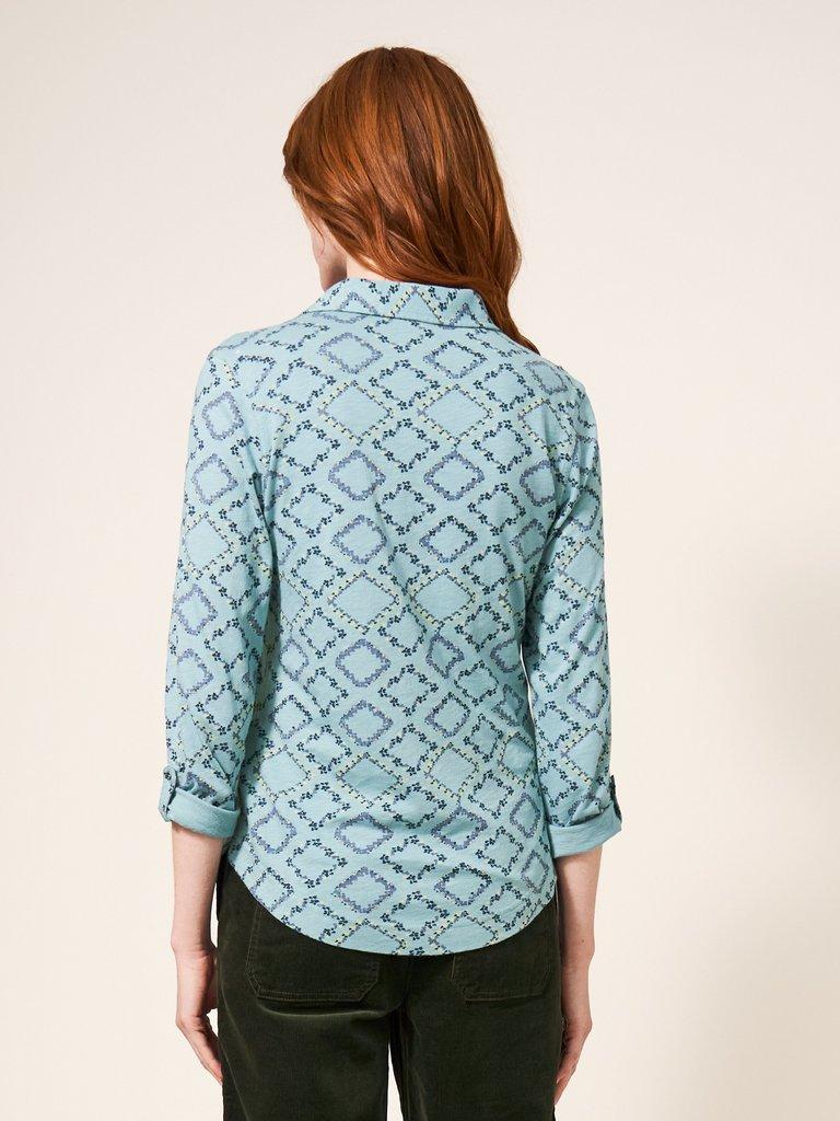 Annie Cotton Jersey Shirt in TEAL PR - MODEL BACK