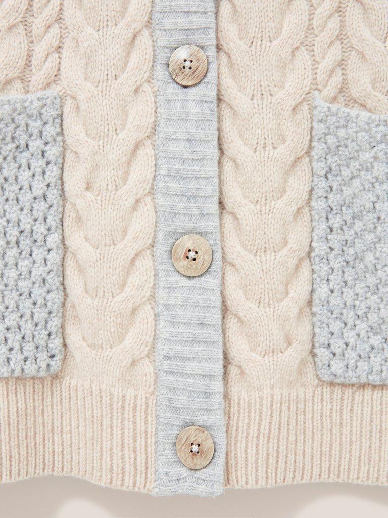 Chestnut Cable Knit Pocket Poncho in NAT MLT - FLAT DETAIL