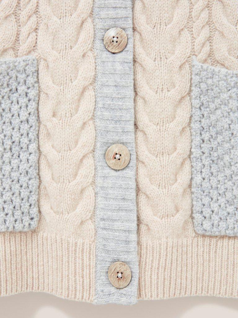 Chestnut Cable Knit Pocket Poncho in NAT MLT - FLAT DETAIL