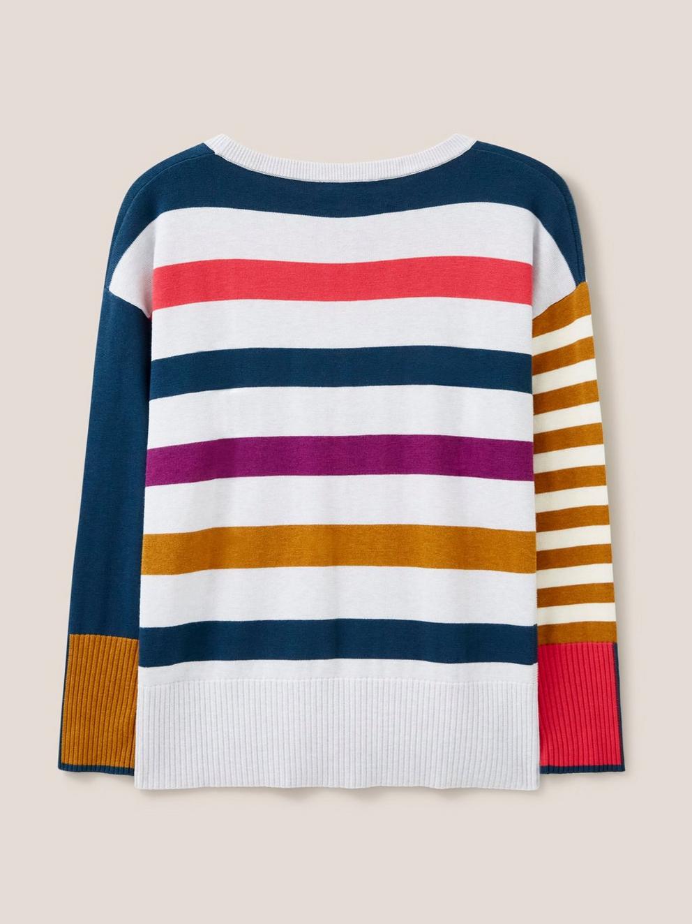 OLIVE HEART CREW NECK JUMPER in GREY MLT - FLAT BACK
