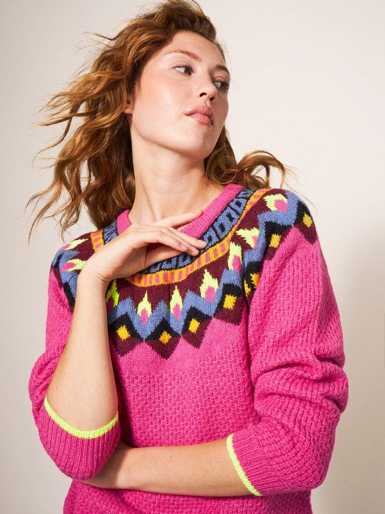 TYNE JUMPER in PINK MLT - MODEL DETAIL