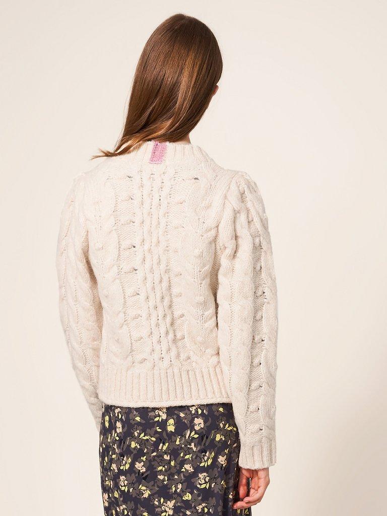 CABLE CARDI in DARK NATURAL