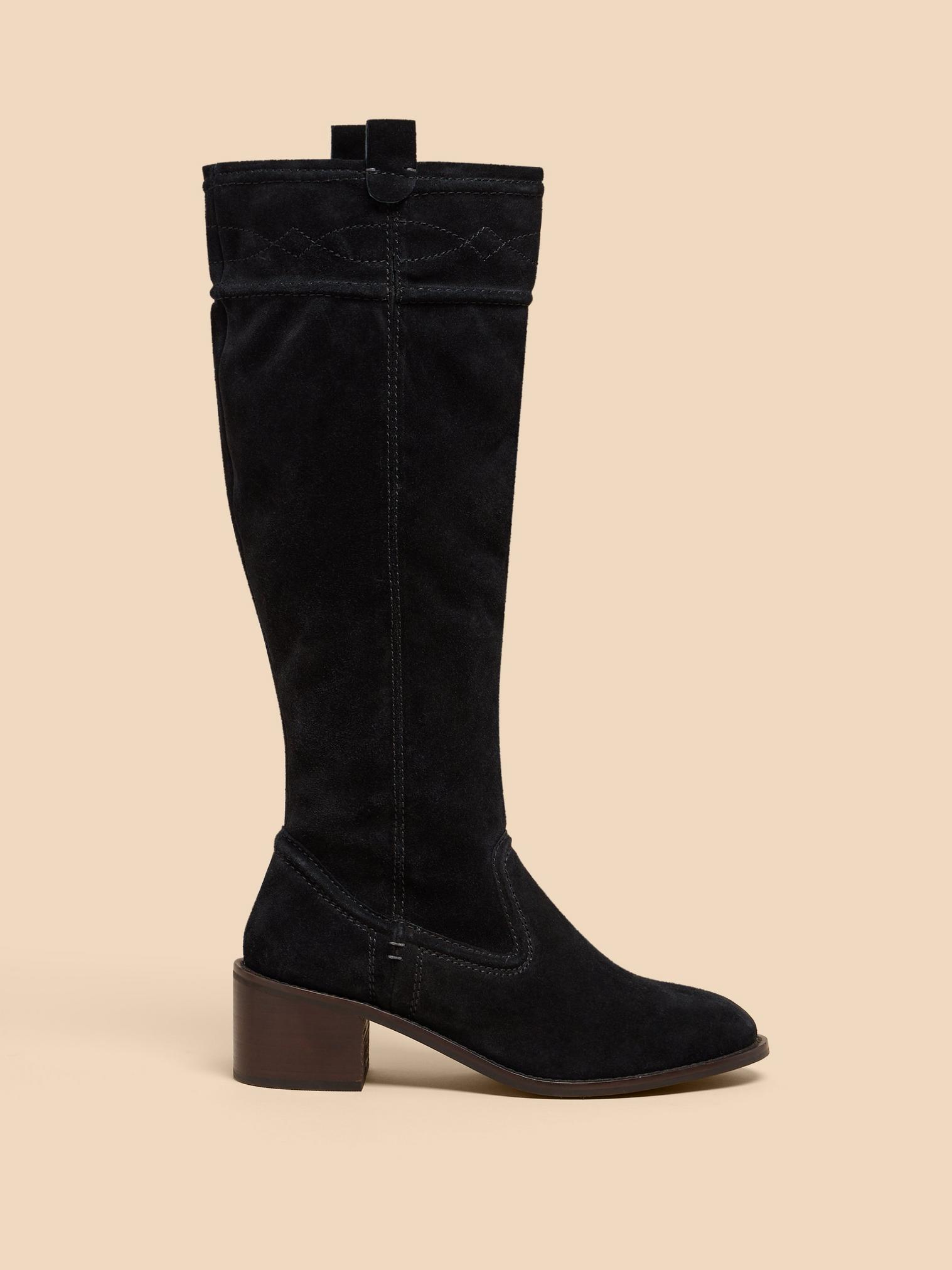 Pull on suede 2024 knee high boots