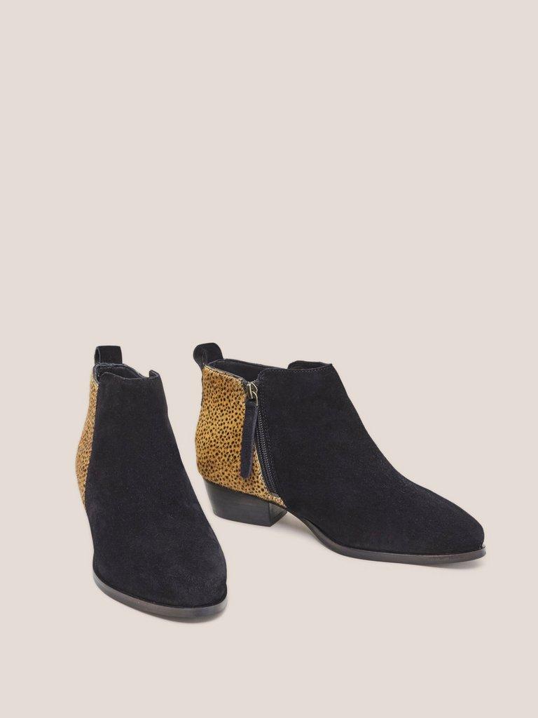 Suede Willow Pony Ankle Boot in BLK PR - FLAT FRONT
