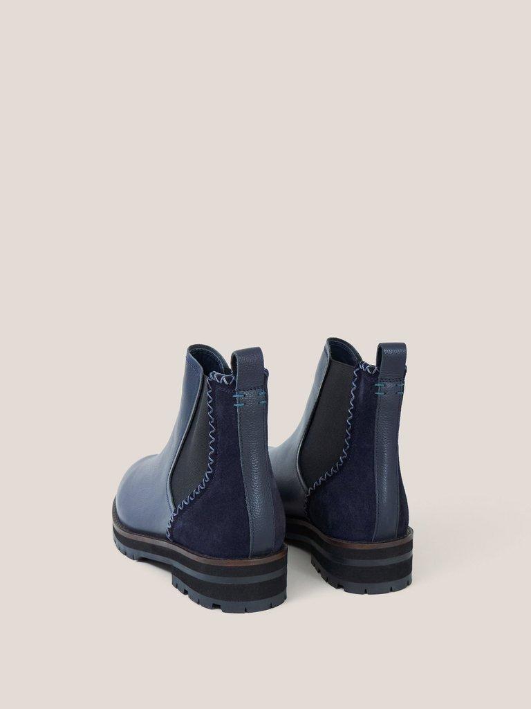 Esme Leather Chelsea Boot in DARK NAVY - FLAT BACK