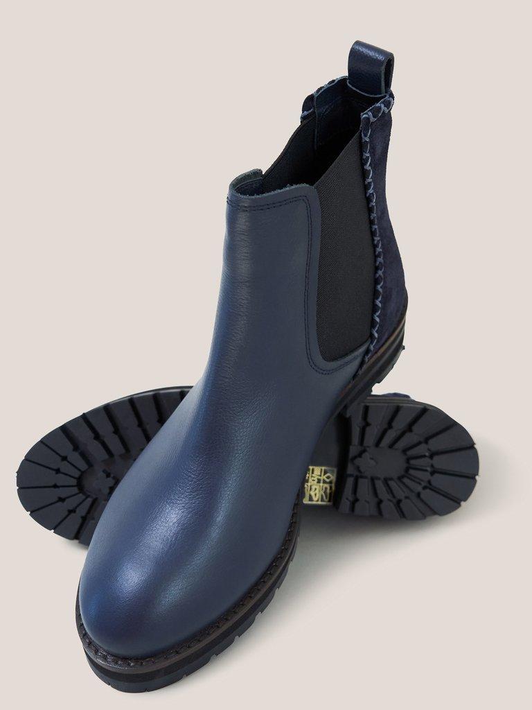 Esme Leather Chelsea Boot in DARK NAVY - FLAT DETAIL