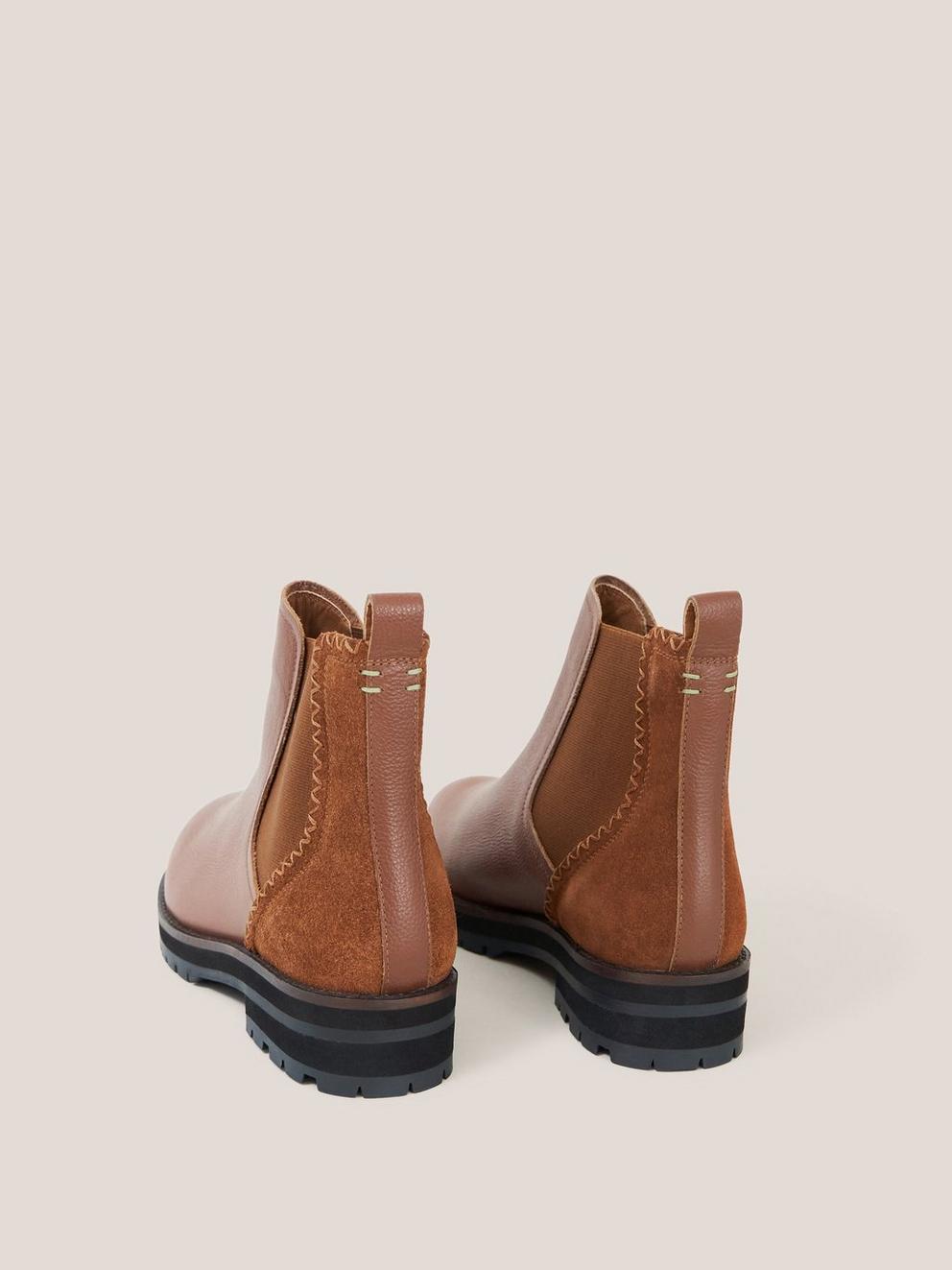 Esme Leather Chelsea Boot in MID TAN - FLAT BACK