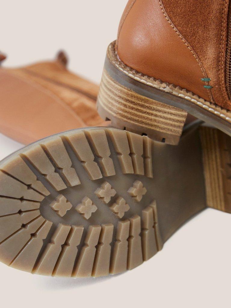 Leather Serena Knee High Boot in DARK TAN - FLAT DETAIL