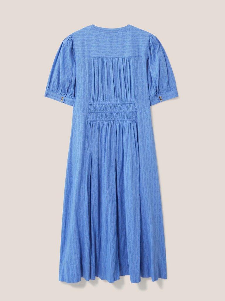 Celeste Cotton Dress in MID BLUE - FLAT BACK