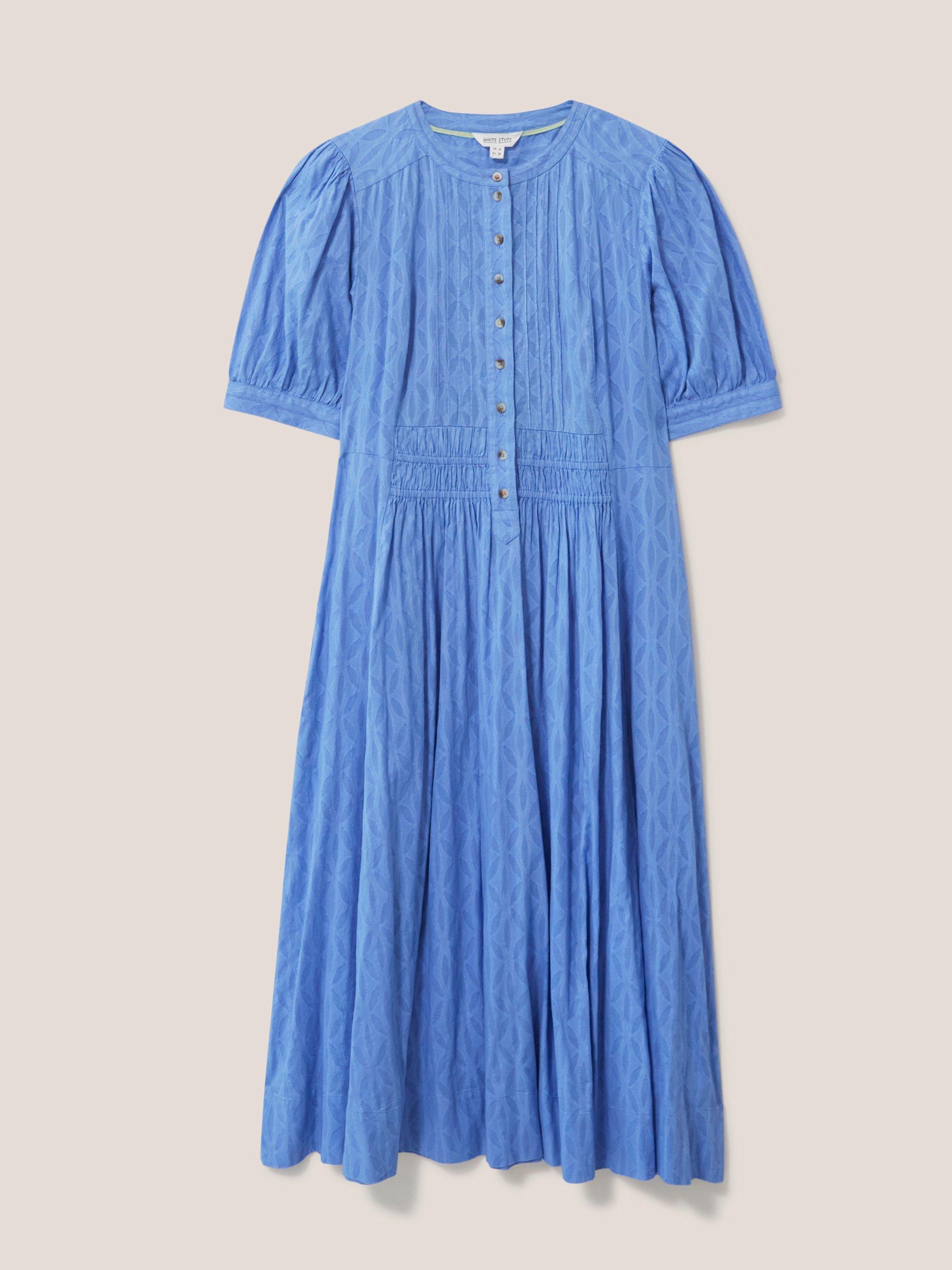 Celeste Cotton Dress in MID BLUE - FLAT FRONT