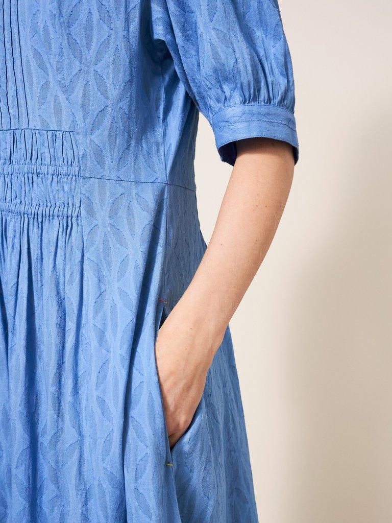 Celeste Cotton Dress in MID BLUE - MODEL DETAIL
