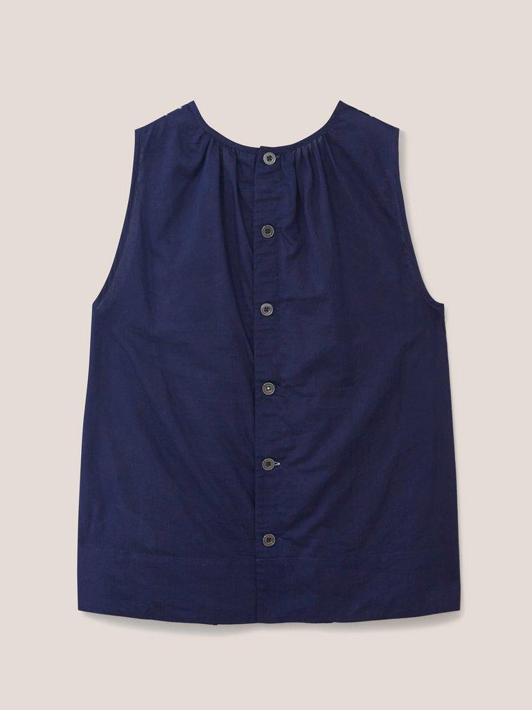 Esme Cotton Silk Vest in NAVY MULTI - FLAT BACK