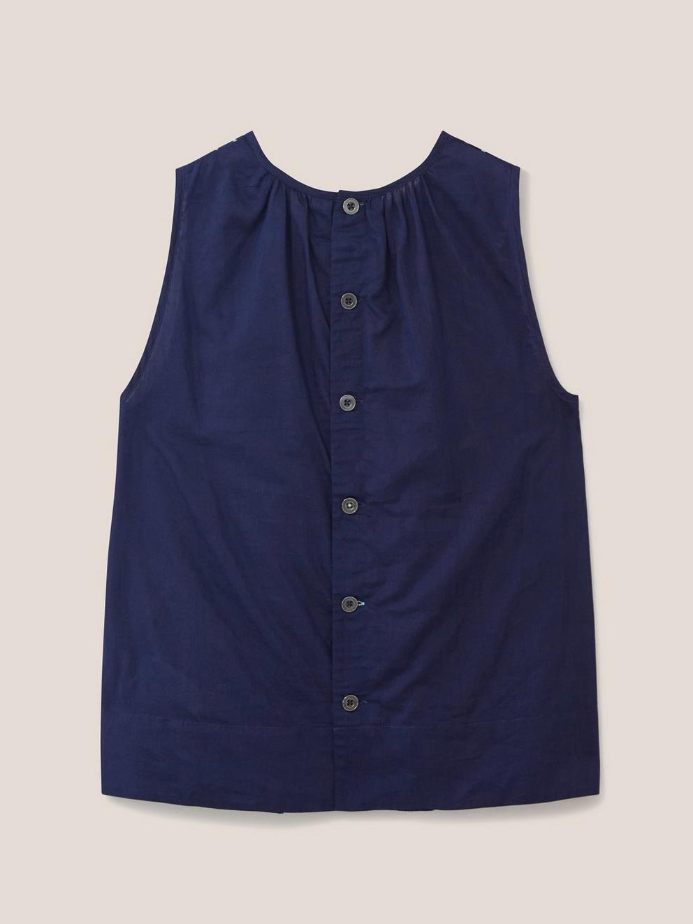 Esme Cotton Silk Vest in NAVY MULTI - FLAT BACK
