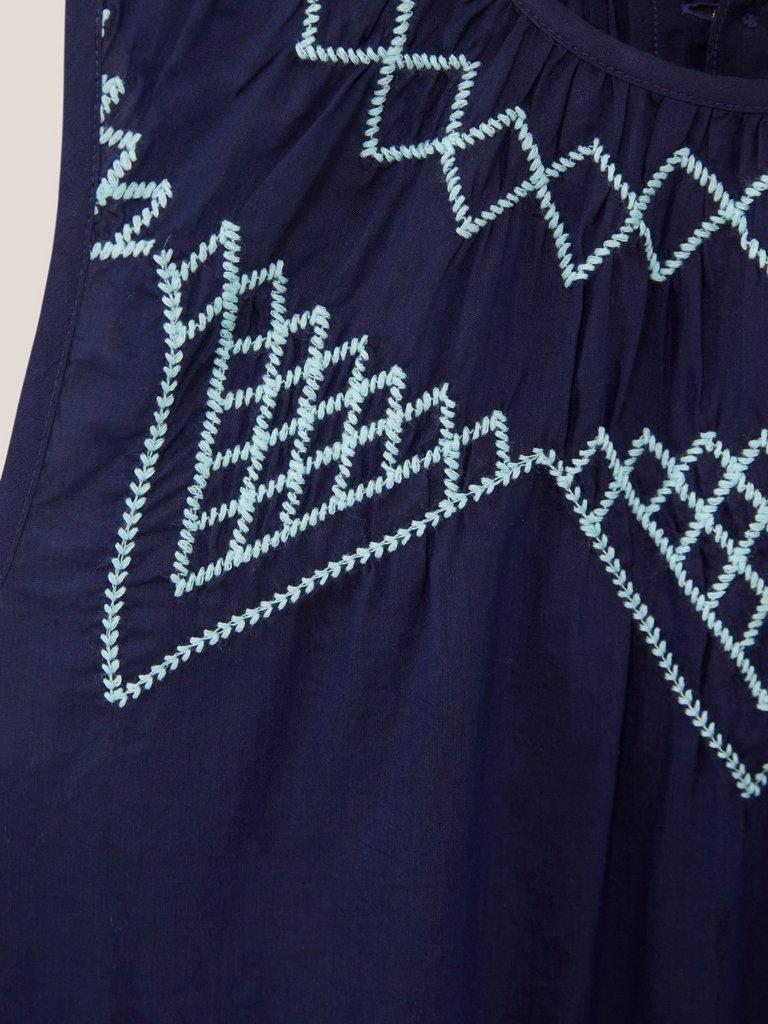 Esme Cotton Silk Vest in NAVY MULTI - FLAT DETAIL