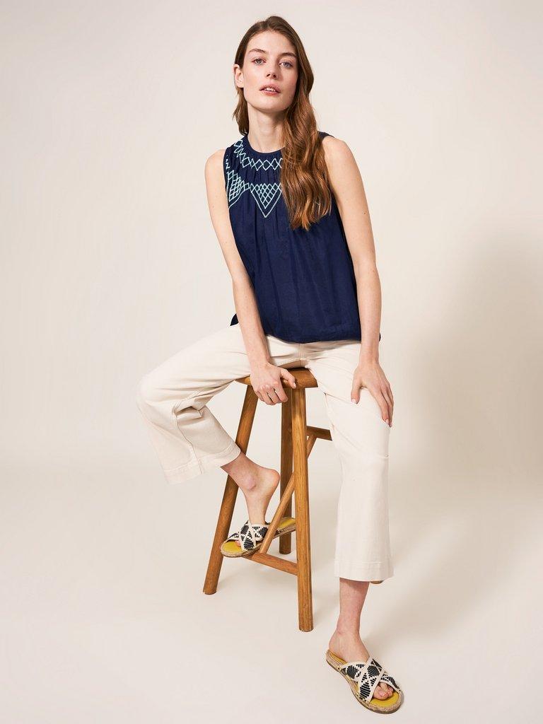 Esme Cotton Silk Vest in NAVY MULTI - LIFESTYLE
