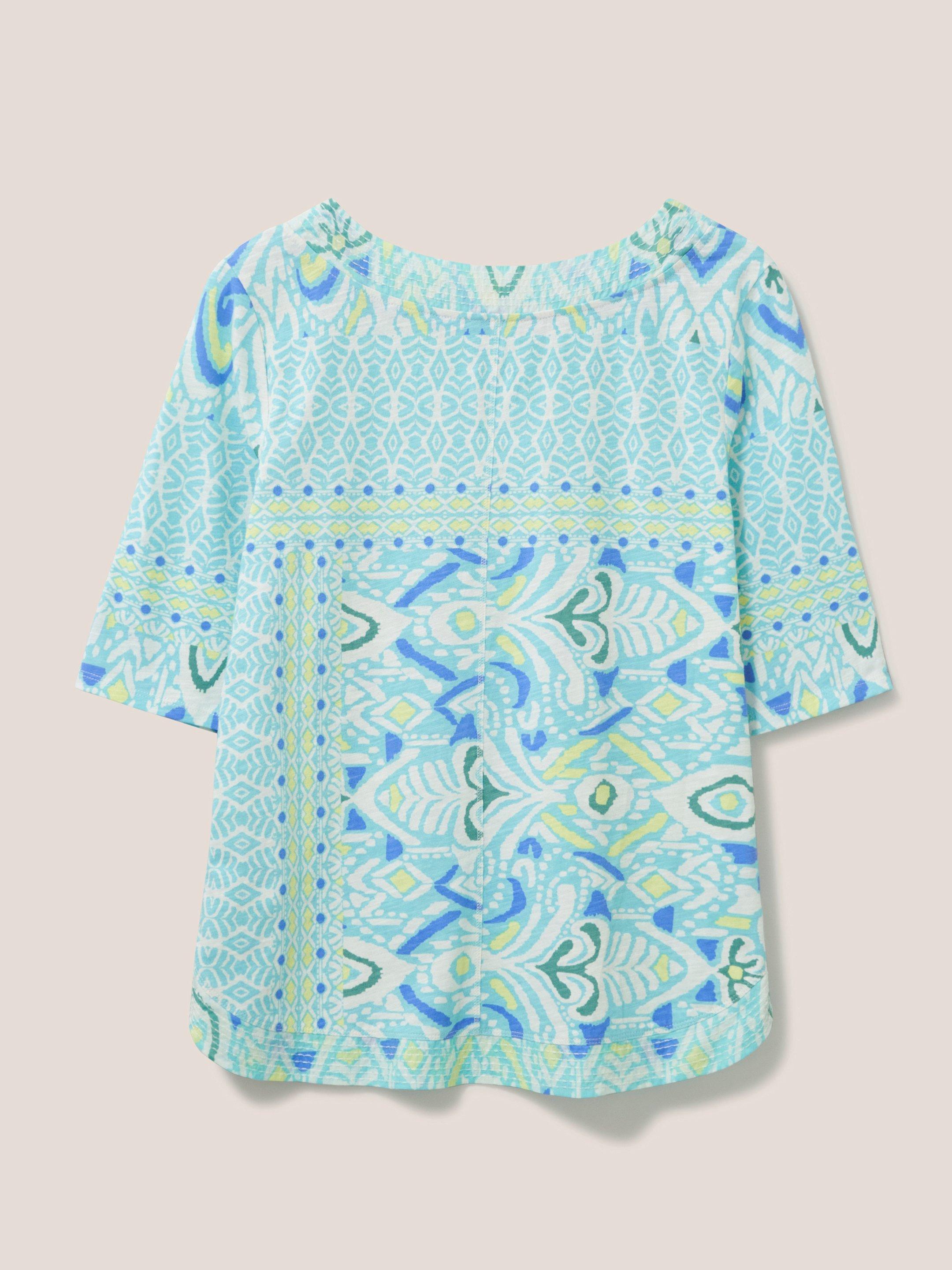Weaver Cotton Jersey Tee in TEAL MLT - FLAT BACK