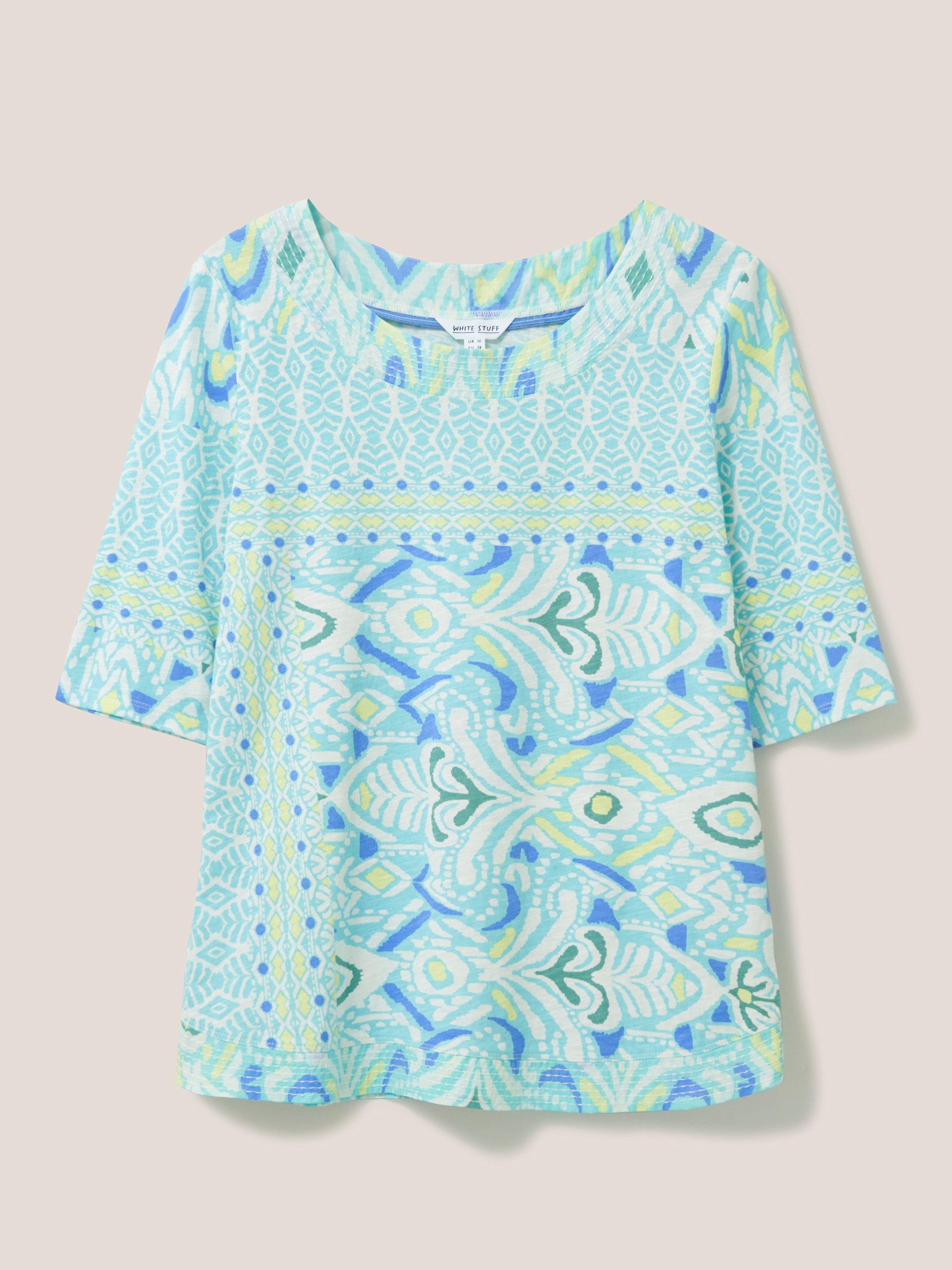 Weaver Cotton Jersey Tee in TEAL MLT - FLAT FRONT