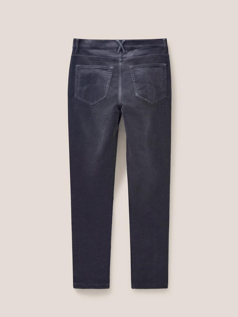 Amelia Skinny Cord Trouser in MID GREY - FLAT BACK